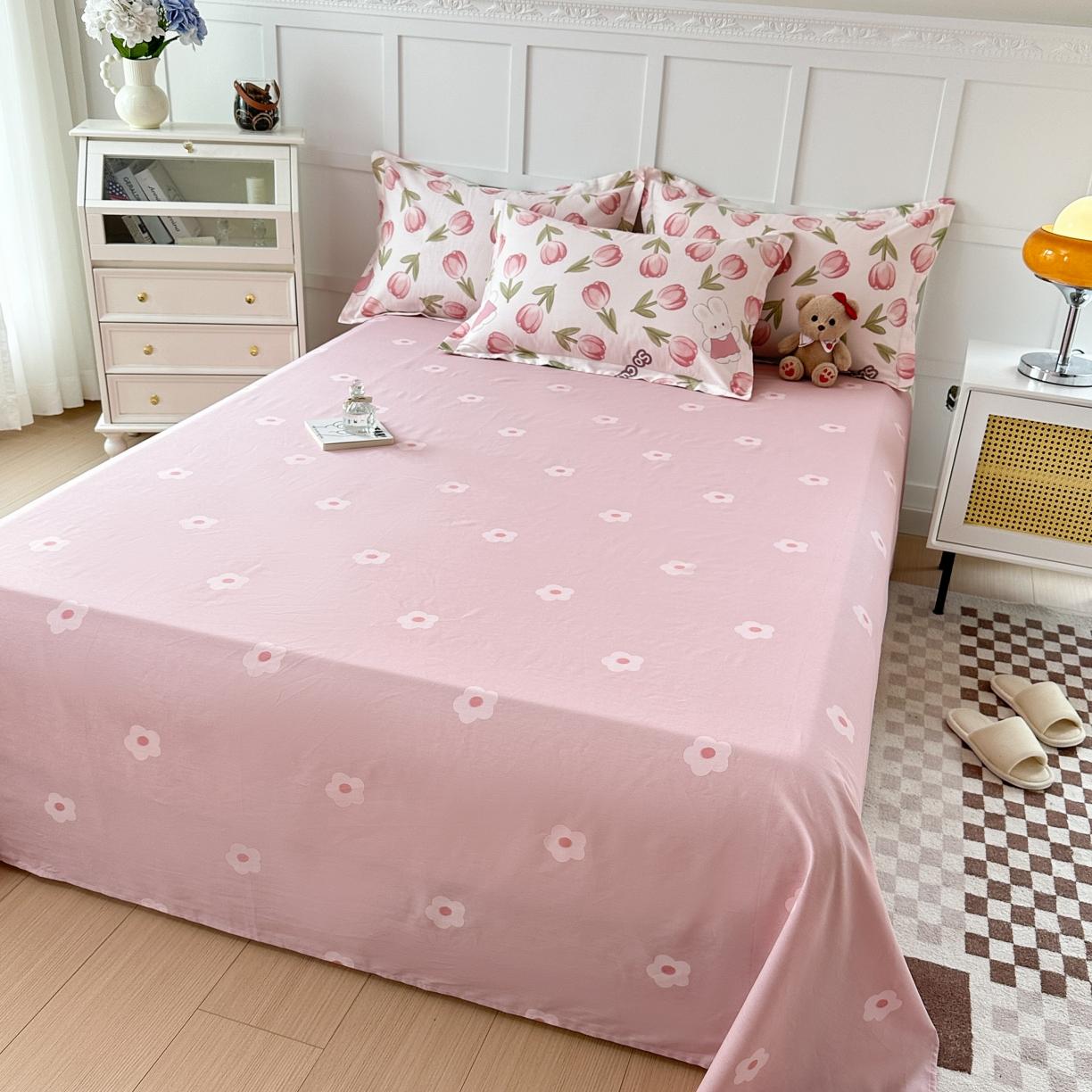 91家纺网 家纺一手货源 找家纺 帛织澜 2025新款全棉喷气12868系列纯棉床单 花仙兔