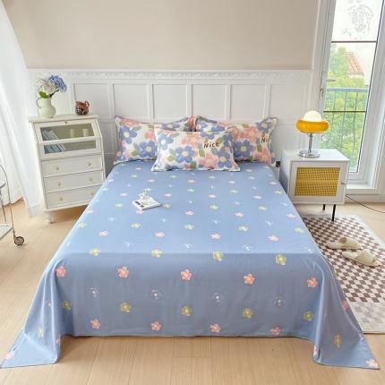 帛织澜 2025新款全棉喷气12868系列纯棉床单 蓝海晨光