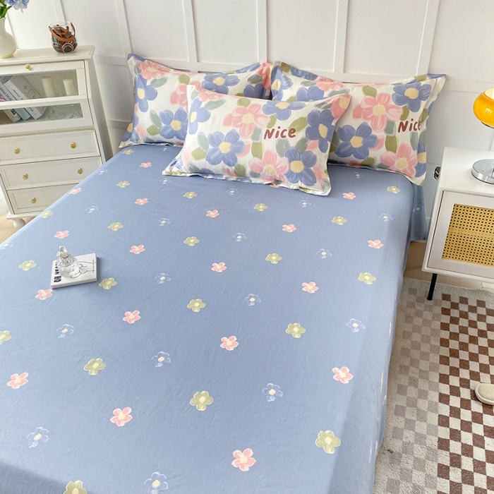 91家纺网 家纺一手货源 找家纺 帛织澜 2025新款全棉喷气12868系列纯棉床单 蓝海晨光