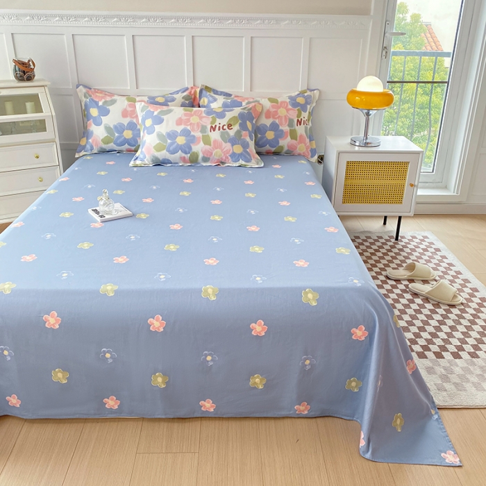 91家纺网 家纺一手货源 找家纺 帛织澜 2025新款全棉喷气12868系列纯棉床单 蓝海晨光