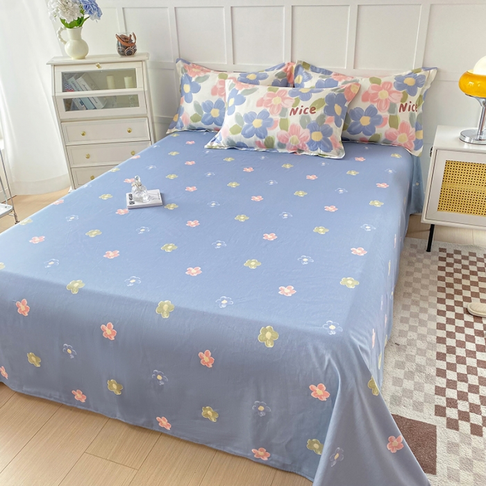 91家纺网 家纺一手货源 找家纺 帛织澜 2025新款全棉喷气12868系列纯棉床单 蓝海晨光