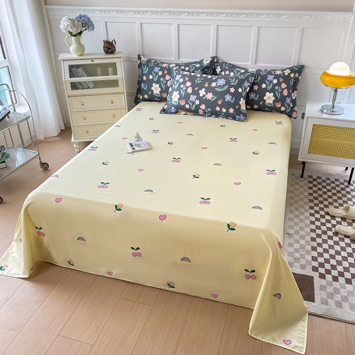 91家纺网 家纺一手货源 找家纺 帛织澜 2025新款全棉喷气12868系列纯棉床单 浪漫花枝