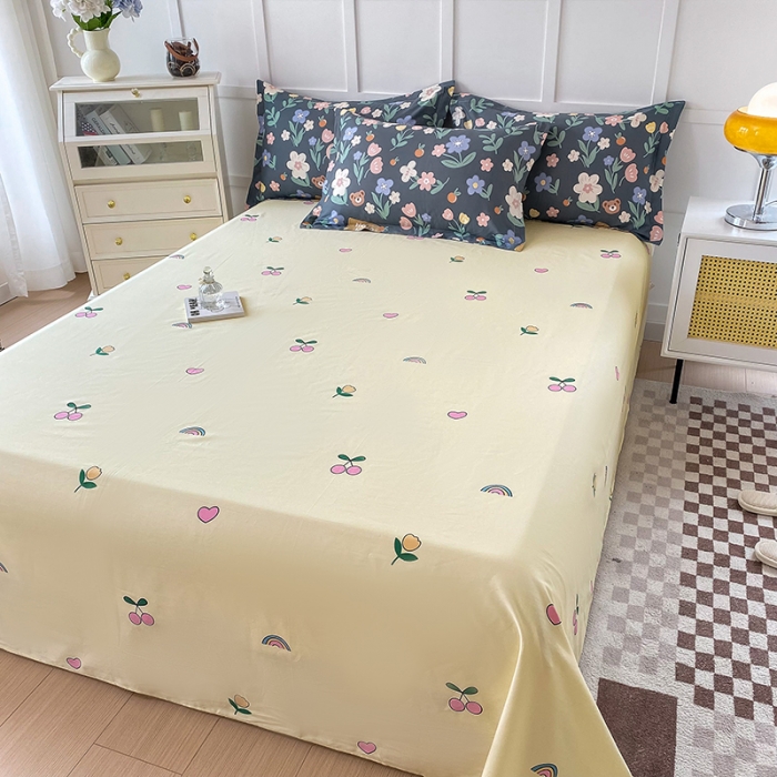 91家纺网 家纺一手货源 找家纺 帛织澜 2025新款全棉喷气12868系列纯棉床单 浪漫花枝