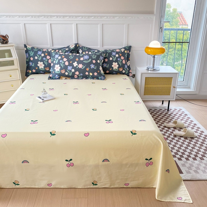 91家纺网 家纺一手货源 找家纺 帛织澜 2025新款全棉喷气12868系列纯棉床单 浪漫花枝