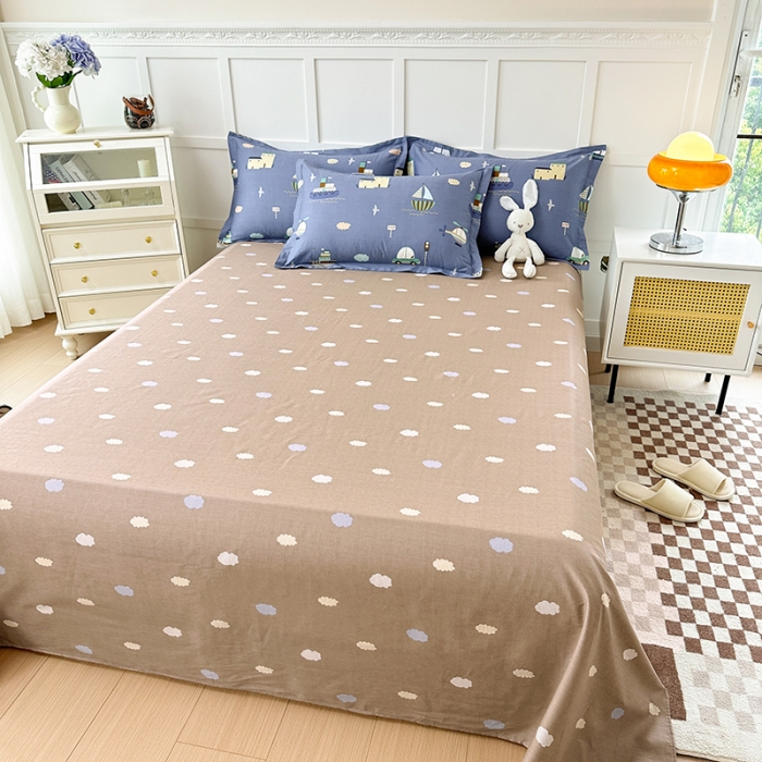 91家纺网 家纺一手货源 找家纺 帛织澜 2025新款全棉喷气12868系列纯棉床单 玩具乐园-兰