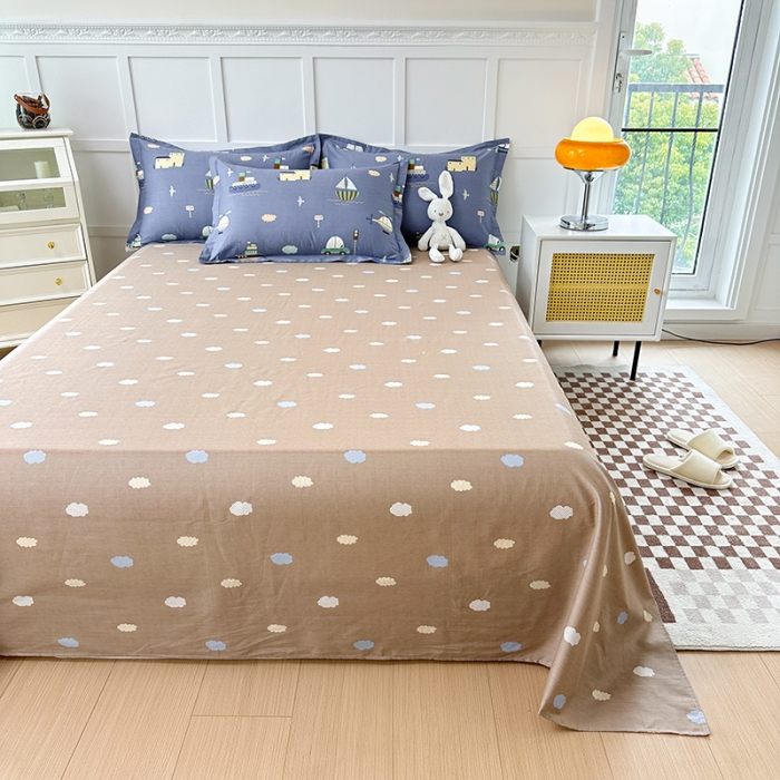 91家纺网 家纺一手货源 找家纺 帛织澜 2025新款全棉喷气12868系列纯棉床单 玩具乐园-兰