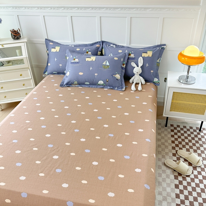 91家纺网 家纺一手货源 找家纺 帛织澜 2025新款全棉喷气12868系列纯棉床单 玩具乐园-兰