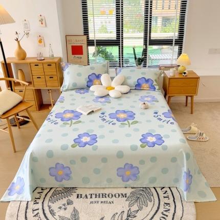 91家纺网 家纺一手货源 找家纺 芃成 2022新款全棉磨毛单床单 流星花园 紫