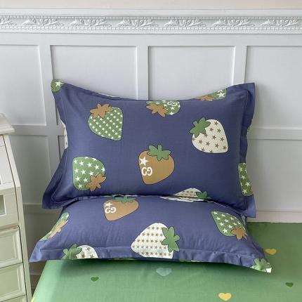 91家纺网 家纺一手货源 找家纺 帛织澜  2025新款全棉喷气12868系列纯棉枕套 草莓园-灰