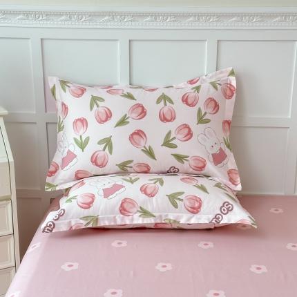 91家纺网 家纺一手货源 找家纺 帛织澜  2025新款全棉喷气12868系列纯棉枕套 花仙兔