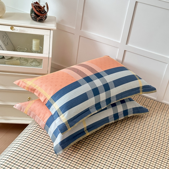 91家纺网 家纺一手货源 找家纺 帛织澜  2025新款全棉喷气12868系列纯棉枕套 北岛诗情-桔