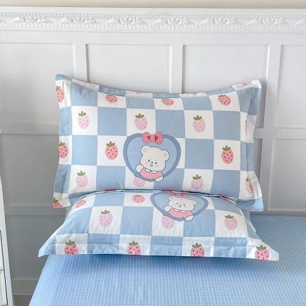 帛织澜  2025新款全棉喷气12868系列纯棉枕套 草莓小熊