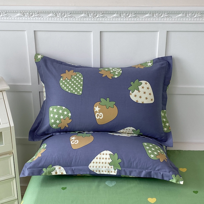 91家纺网 家纺一手货源 找家纺 帛织澜  2025新款全棉喷气12868系列纯棉枕套 草莓园-灰