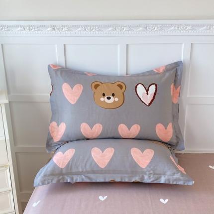 帛织澜  2025新款全棉喷气12868系列纯棉枕套 多米熊-咖