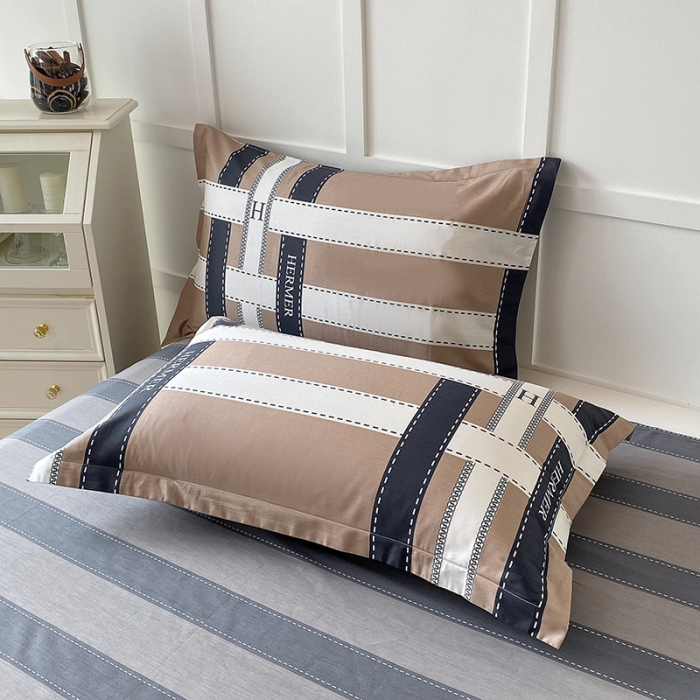 91家纺网 家纺一手货源 找家纺 帛织澜  2025新款全棉喷气12868系列纯棉枕套 格调印象-咖