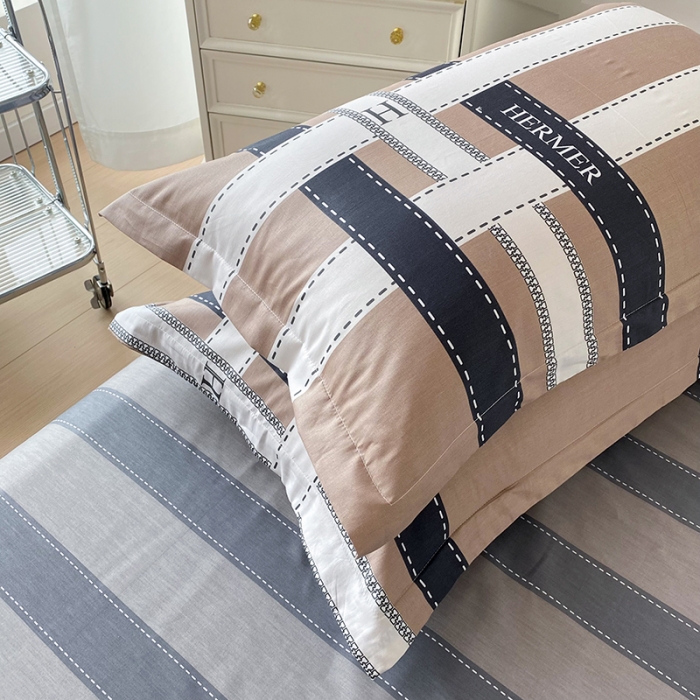 91家纺网 家纺一手货源 找家纺 帛织澜  2025新款全棉喷气12868系列纯棉枕套 格调印象-咖