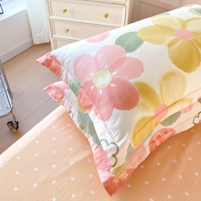 91家纺网 家纺一手货源 找家纺 帛织澜  2025新款全棉喷气12868系列纯棉枕套 花季物语