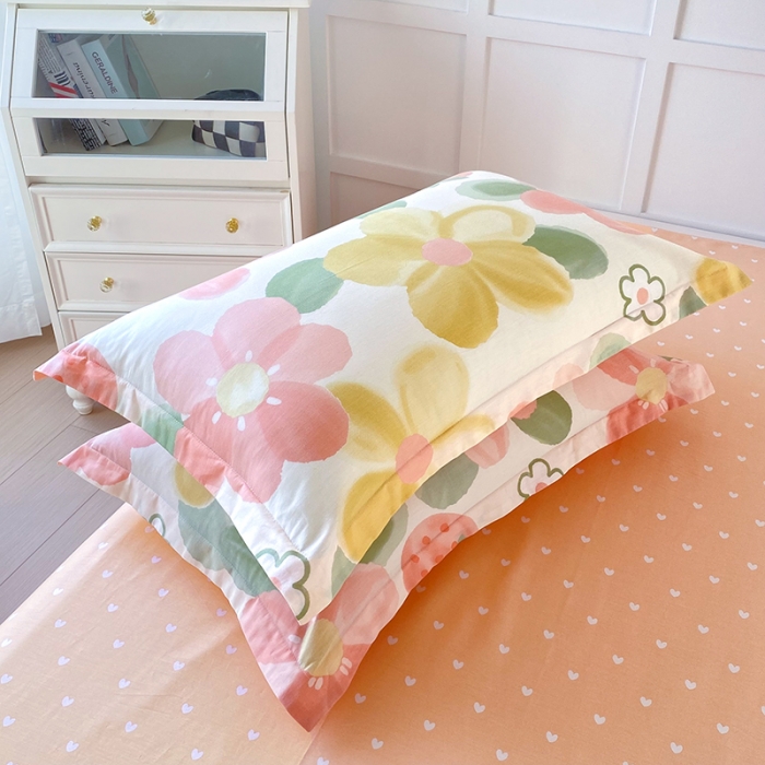 91家纺网 家纺一手货源 找家纺 帛织澜  2025新款全棉喷气12868系列纯棉枕套 花季物语