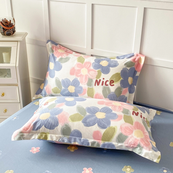 91家纺网 家纺一手货源 找家纺 帛织澜  2025新款全棉喷气12868系列纯棉枕套 蓝海晨光