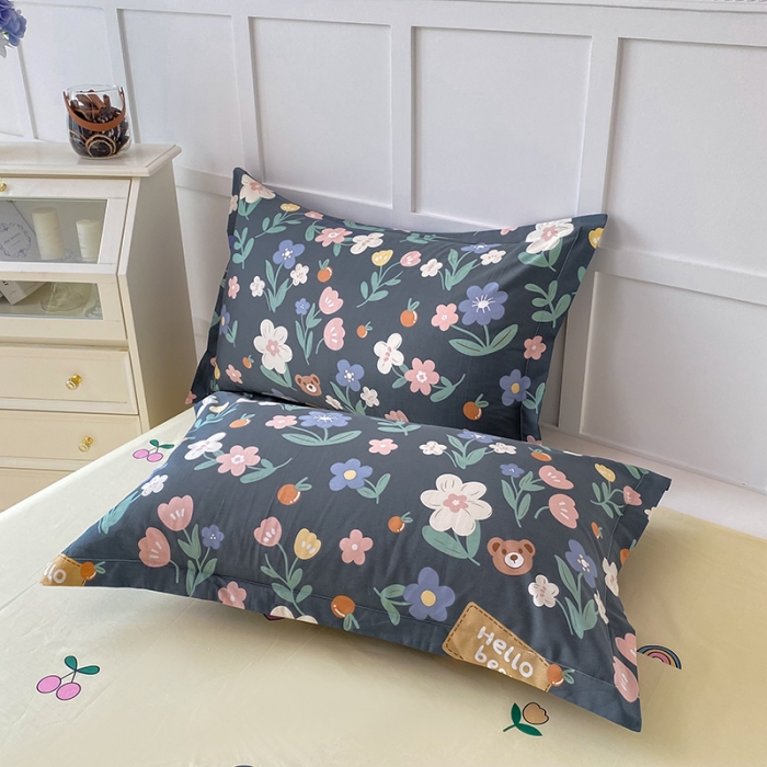 91家纺网 家纺一手货源 找家纺 帛织澜  2025新款全棉喷气12868系列纯棉枕套 浪漫花枝