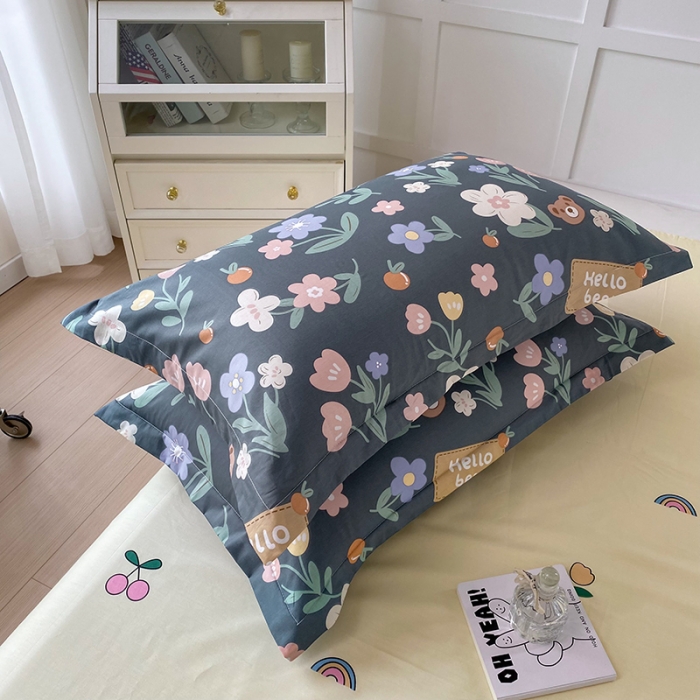 91家纺网 家纺一手货源 找家纺 帛织澜  2025新款全棉喷气12868系列纯棉枕套 浪漫花枝