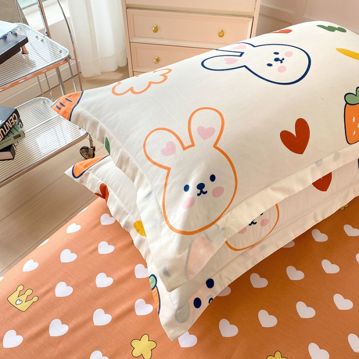 91家纺网 家纺一手货源 找家纺 帛织澜  2025新款全棉喷气12868系列纯棉枕套 萝卜兔