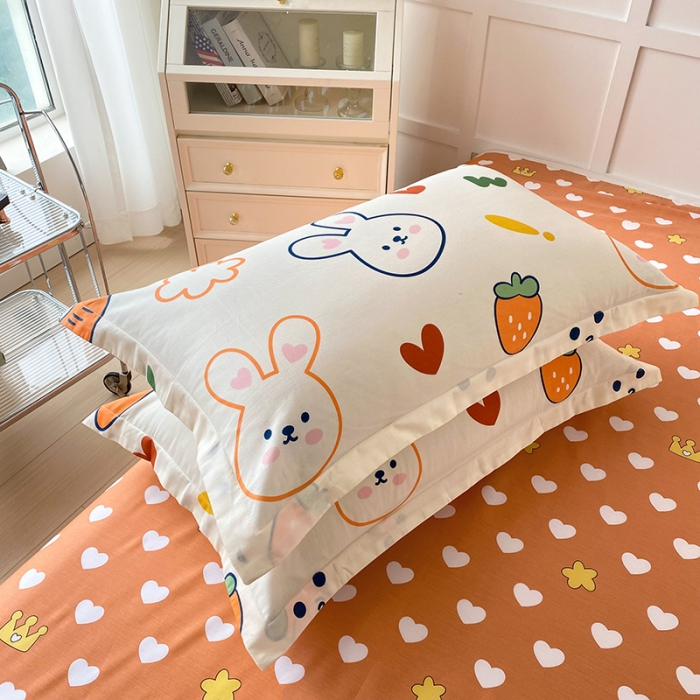 91家纺网 家纺一手货源 找家纺 帛织澜  2025新款全棉喷气12868系列纯棉枕套 萝卜兔