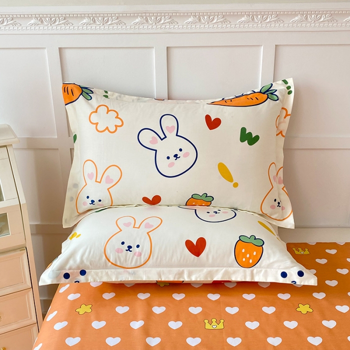 91家纺网 家纺一手货源 找家纺 帛织澜  2025新款全棉喷气12868系列纯棉枕套 萝卜兔