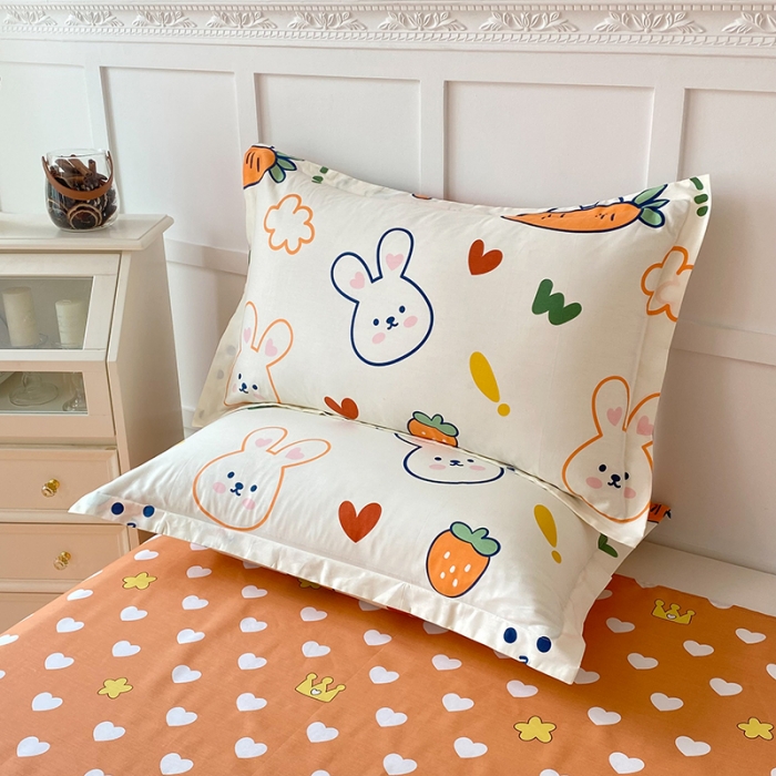 91家纺网 家纺一手货源 找家纺 帛织澜  2025新款全棉喷气12868系列纯棉枕套 萝卜兔