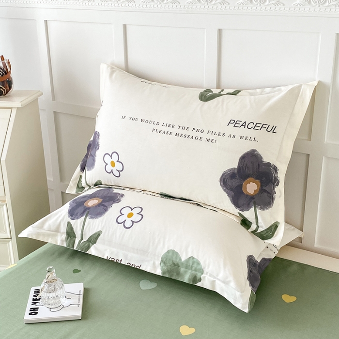 91家纺网 家纺一手货源 找家纺 帛织澜  2025新款全棉喷气12868系列纯棉枕套 绿蔓