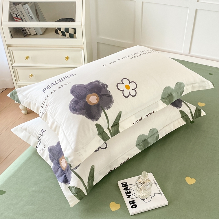 91家纺网 家纺一手货源 找家纺 帛织澜  2025新款全棉喷气12868系列纯棉枕套 绿蔓