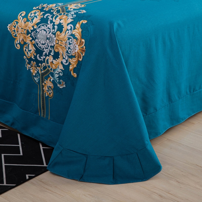 91家纺网 家纺一手货源 找家纺 登登家纺 2025新款全棉13070四件套 芳华-蓝