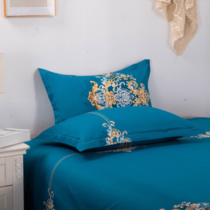 91家纺网 家纺一手货源 找家纺 登登家纺 2025新款全棉13070四件套 芳华-蓝