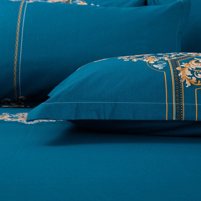 91家纺网 家纺一手货源 找家纺 登登家纺 2025新款全棉13070四件套 芳华-蓝