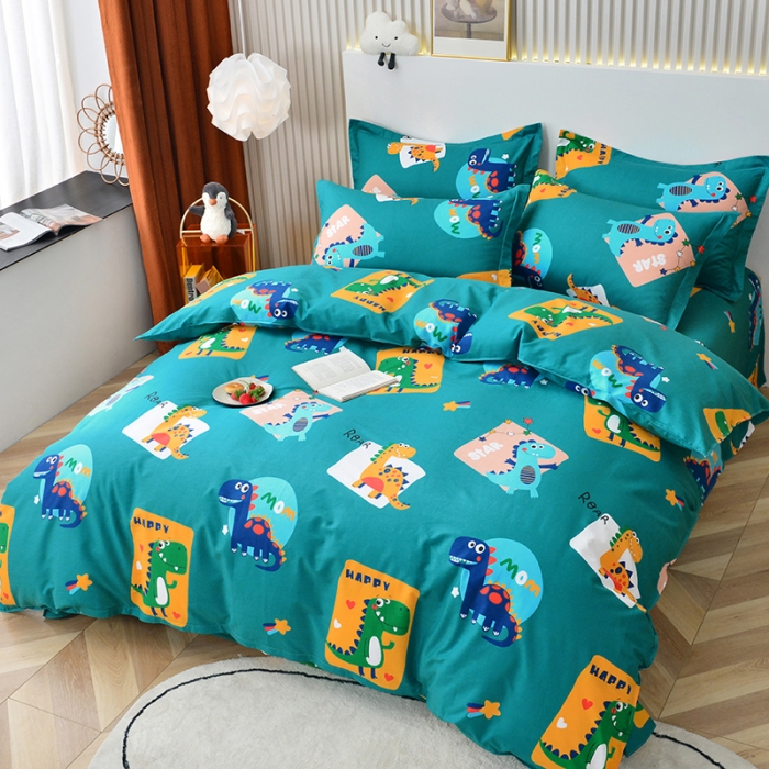 91家纺网 家纺一手货源 找家纺 登登家纺 2025新款全棉13070四件套 恐龙乐园