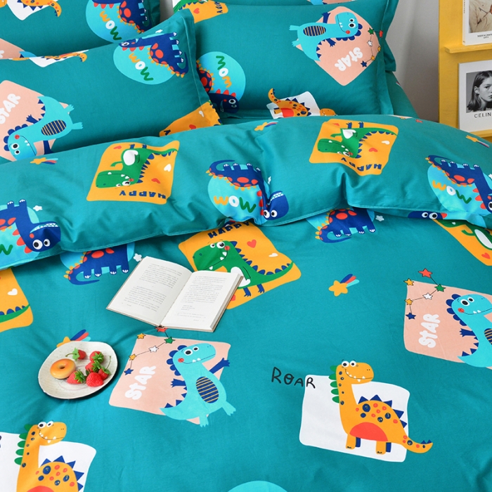 91家纺网 家纺一手货源 找家纺 登登家纺 2025新款全棉13070四件套 恐龙乐园