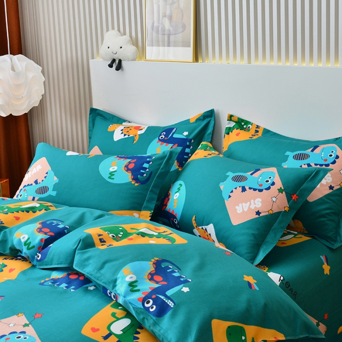 91家纺网 家纺一手货源 找家纺 登登家纺 2025新款全棉13070四件套 恐龙乐园