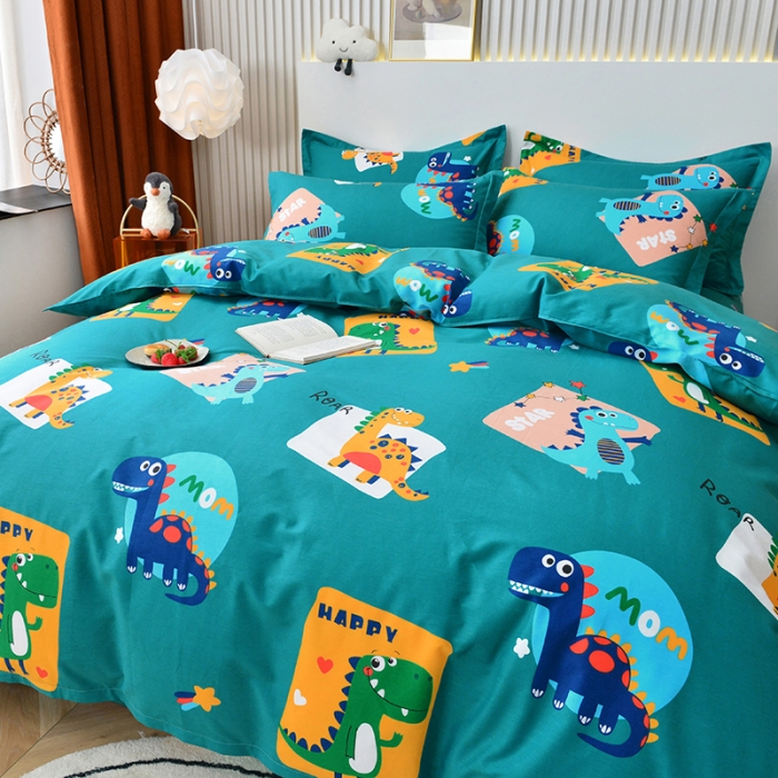 91家纺网 家纺一手货源 找家纺 登登家纺 2025新款全棉13070四件套 恐龙乐园