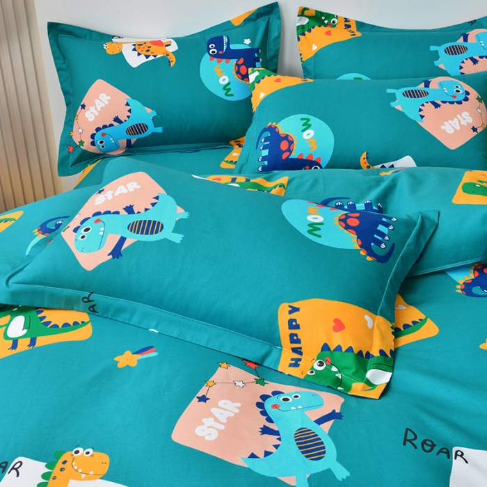 91家纺网 家纺一手货源 找家纺 登登家纺 2025新款全棉13070四件套 恐龙乐园