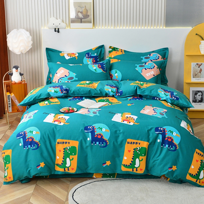 91家纺网 家纺一手货源 找家纺 登登家纺 2025新款全棉13070四件套 恐龙乐园