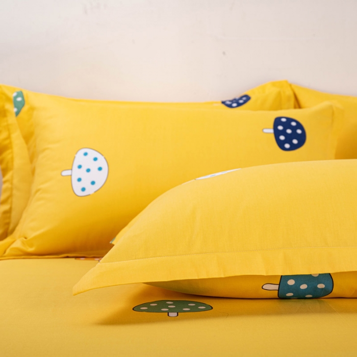 91家纺网 家纺一手货源 找家纺 登登家纺 2025新款全棉13070四件套 蘑菇点点