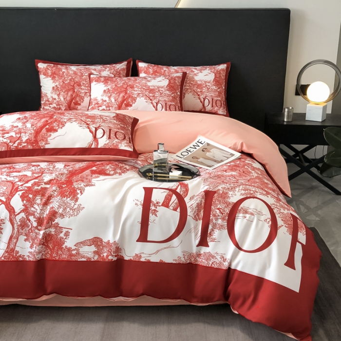 91家纺网 家纺一手货源 找家纺 花沐 2025新款轻奢潮牌亲肤棉纯棉四件套 轻奢红迪