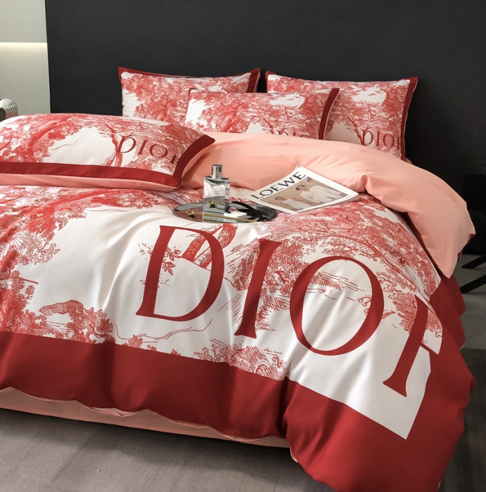 91家纺网 家纺一手货源 找家纺 花沐 2025新款轻奢潮牌亲肤棉纯棉四件套 轻奢红迪