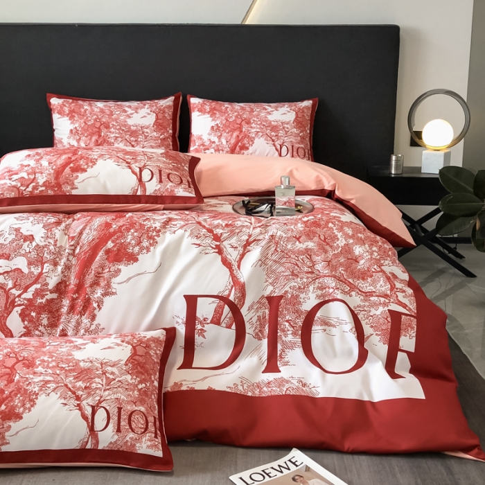 91家纺网 家纺一手货源 找家纺 花沐 2025新款轻奢潮牌亲肤棉纯棉四件套 轻奢红迪