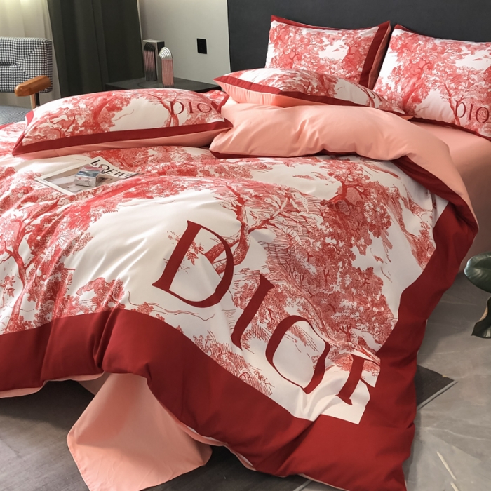 91家纺网 家纺一手货源 找家纺 花沐 2025新款轻奢潮牌亲肤棉纯棉四件套 轻奢红迪