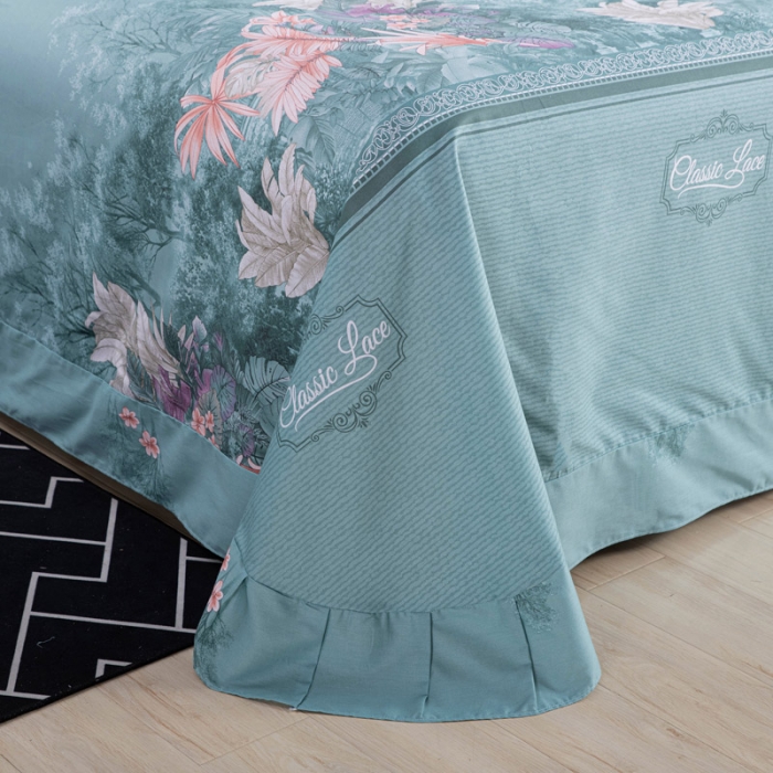 91家纺网 家纺一手货源 找家纺 登登家纺 2025新款全棉13070四件套 生如夏花-蓝