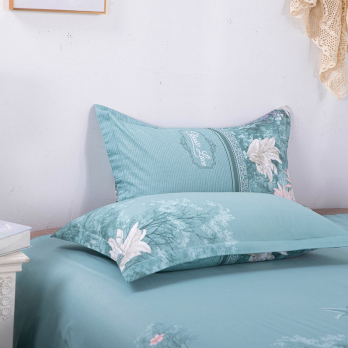 91家纺网 家纺一手货源 找家纺 登登家纺 2025新款全棉13070四件套 生如夏花-蓝