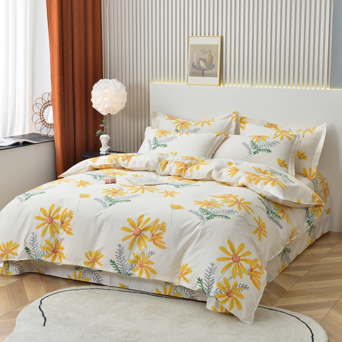 91家纺网 家纺一手货源 找家纺 登登家纺 2025新款全棉13070四件套 向阳花开