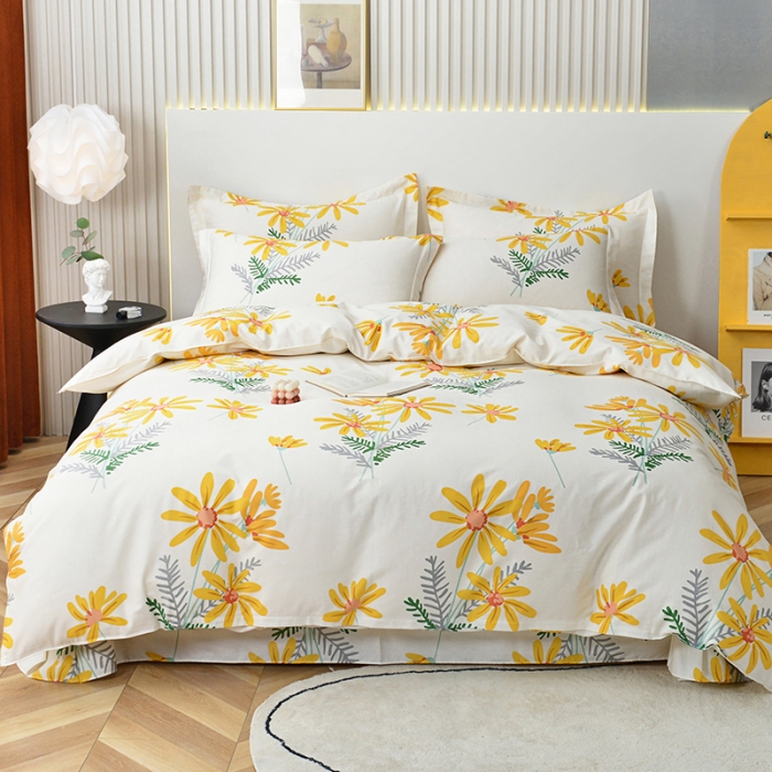 91家纺网 家纺一手货源 找家纺 登登家纺 2025新款全棉13070四件套 向阳花开