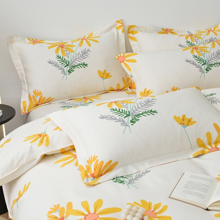 91家纺网 家纺一手货源 找家纺 登登家纺 2025新款全棉13070四件套 向阳花开